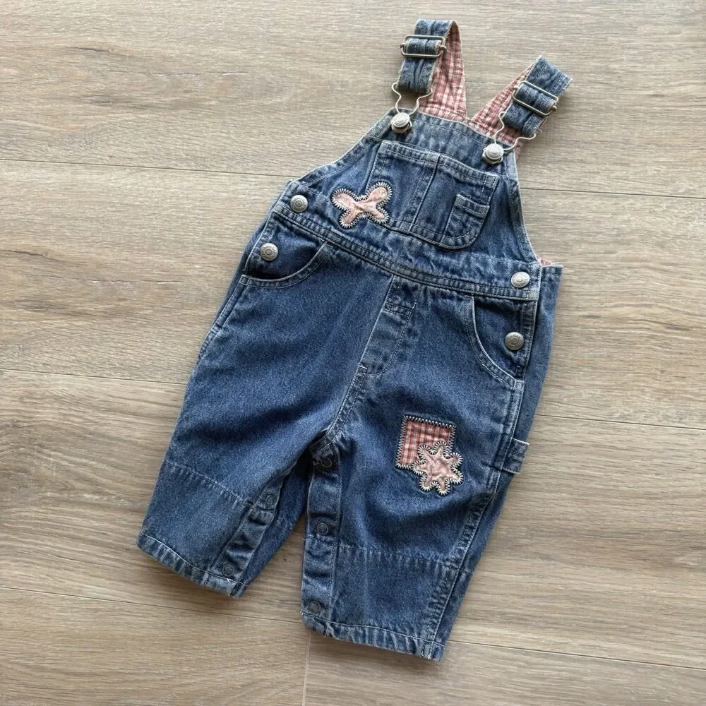 Baby Gap 0-3 Months Denim Overalls Y2K Patchwork Vintage Cottagecore Girly Retro